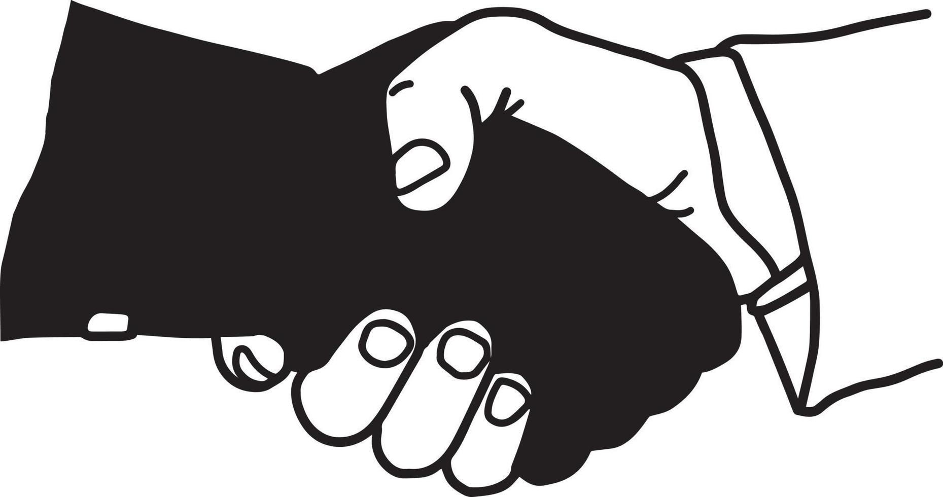 hand shaking with dark hand, dangerous partner - vector