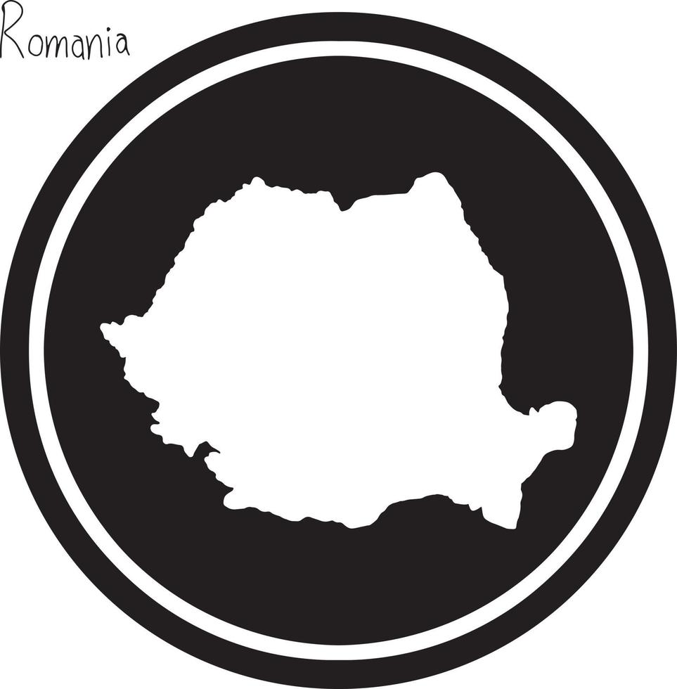 ilustración vectorial mapa blanco de Rumania en círculo negro vector