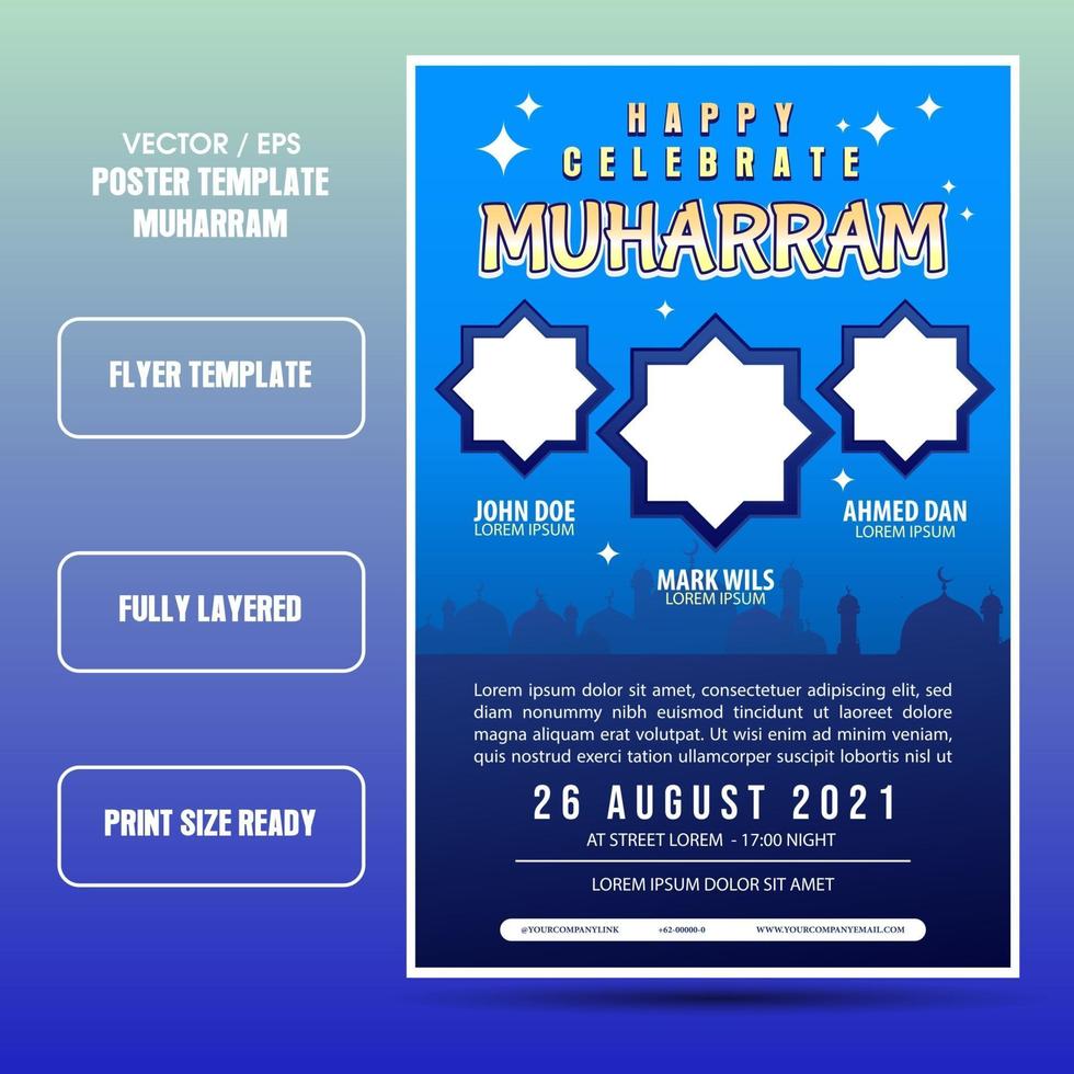 Muharram islamic holiday flyer or template vector