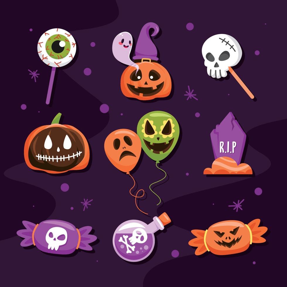 linda colección de iconos de halloween vector