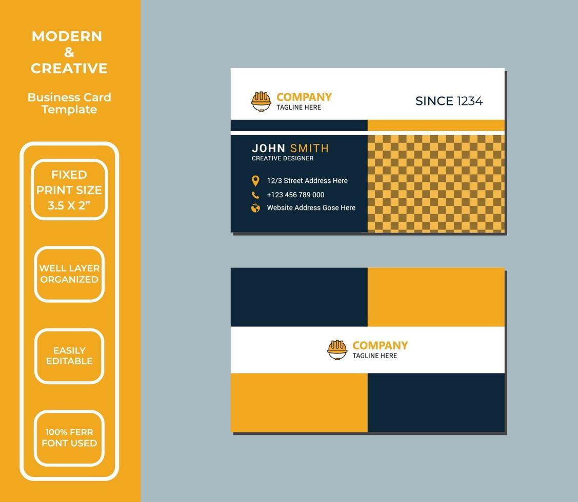 Construction Business Card Design Template vector