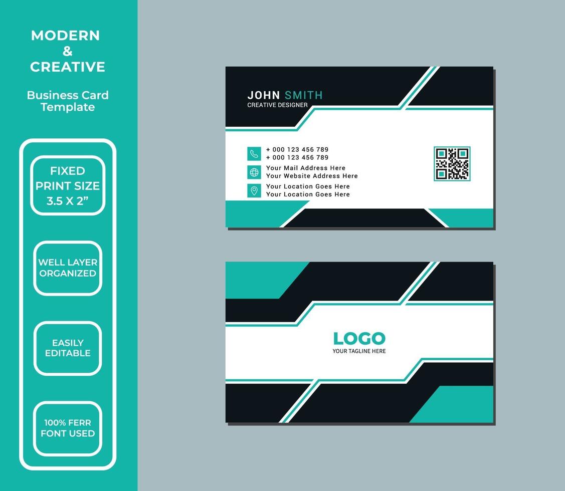 tarjeta de visita moderna, plantilla de diseño de tarjeta de visita creativa vector