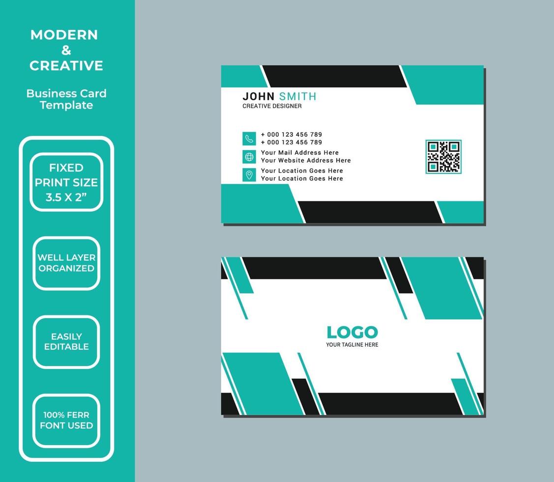 tarjeta de visita moderna, plantilla de diseño de tarjeta de visita creativa vector