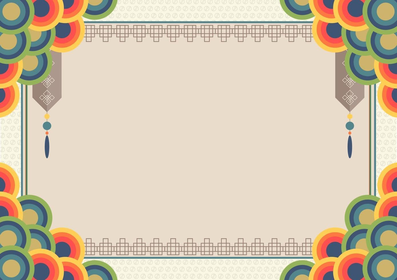 Korean traditional background frame ornament vector