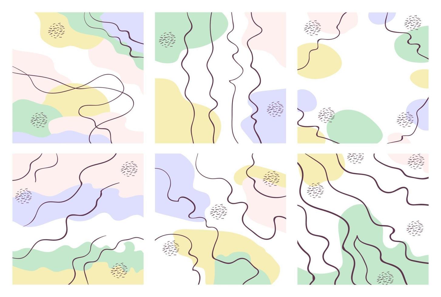 Set of pastel abstract background. Modern geometric Memphis vector