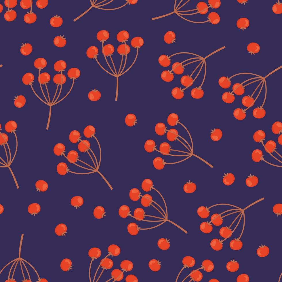 Autumn rowan berry seamless pattern vector