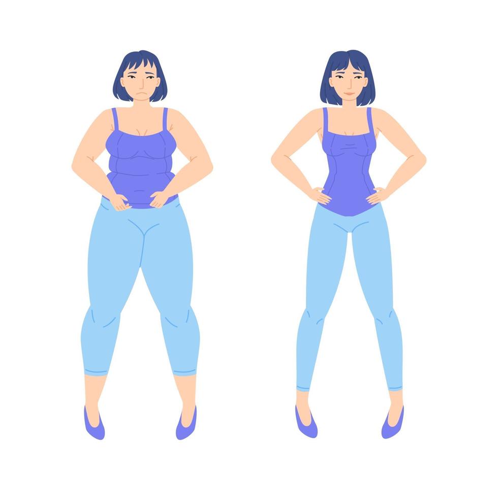 weight loss concept. Before and after slimming vector