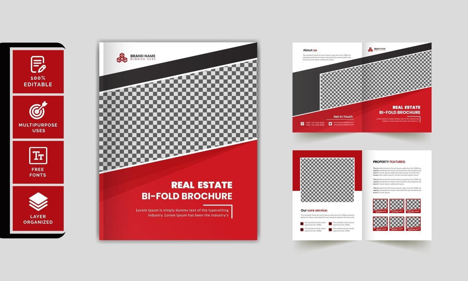 Modern real estate bi fold brochure template design vector