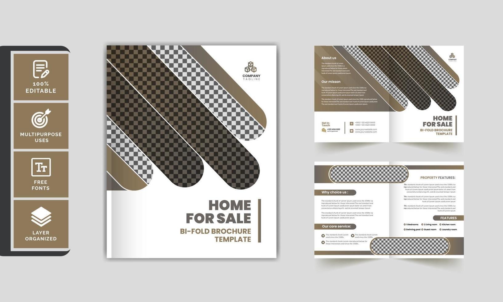 Unique real estate bi fold brochure template design vector