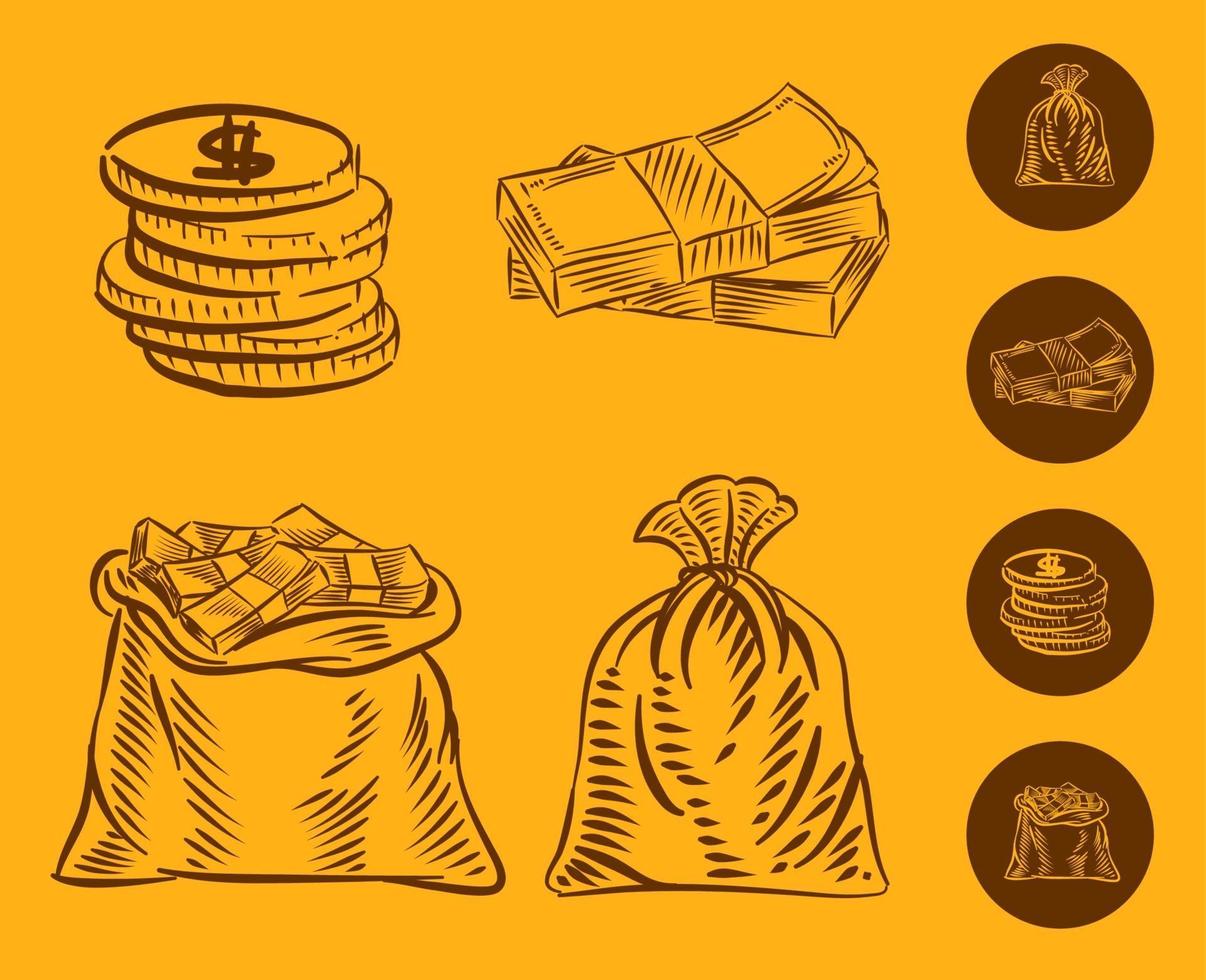 Set Illustration of Money vector