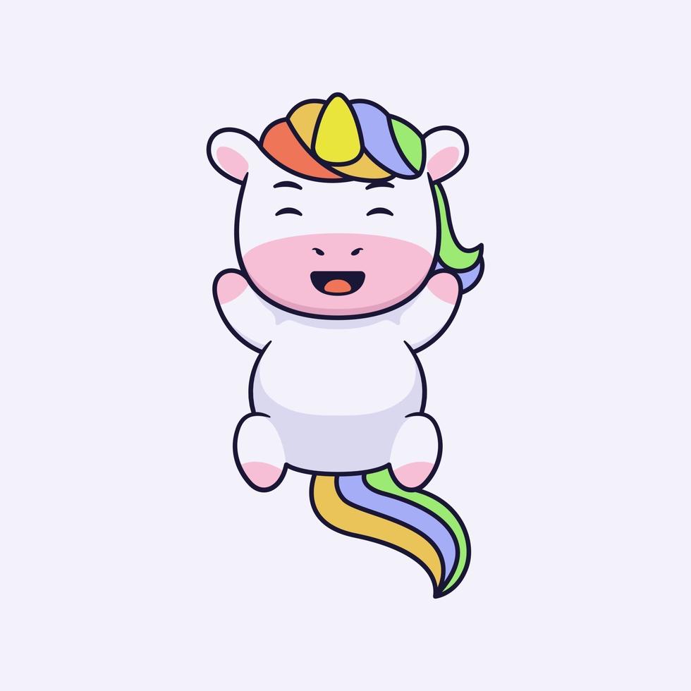 Cute happy unicorn character design vector