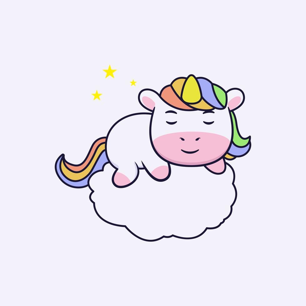 Sleeping cute unicorn character design vector