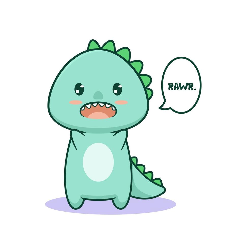 Cute kawaii dinosaur funny scare vector