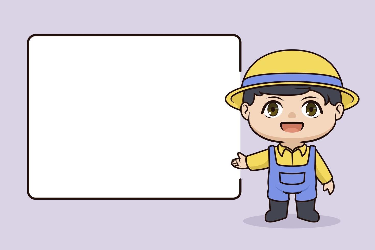 Cute farmer illustration with blank space information vector
