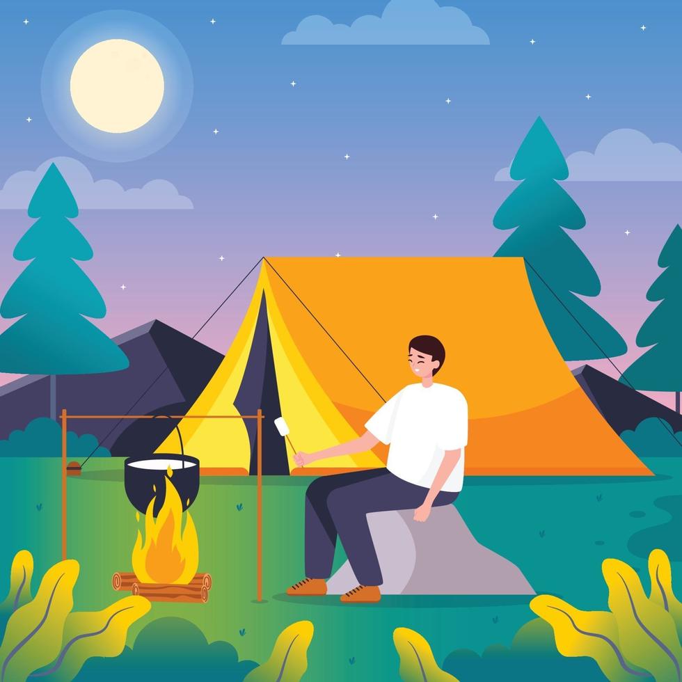 Solo Camping in the Forest vector