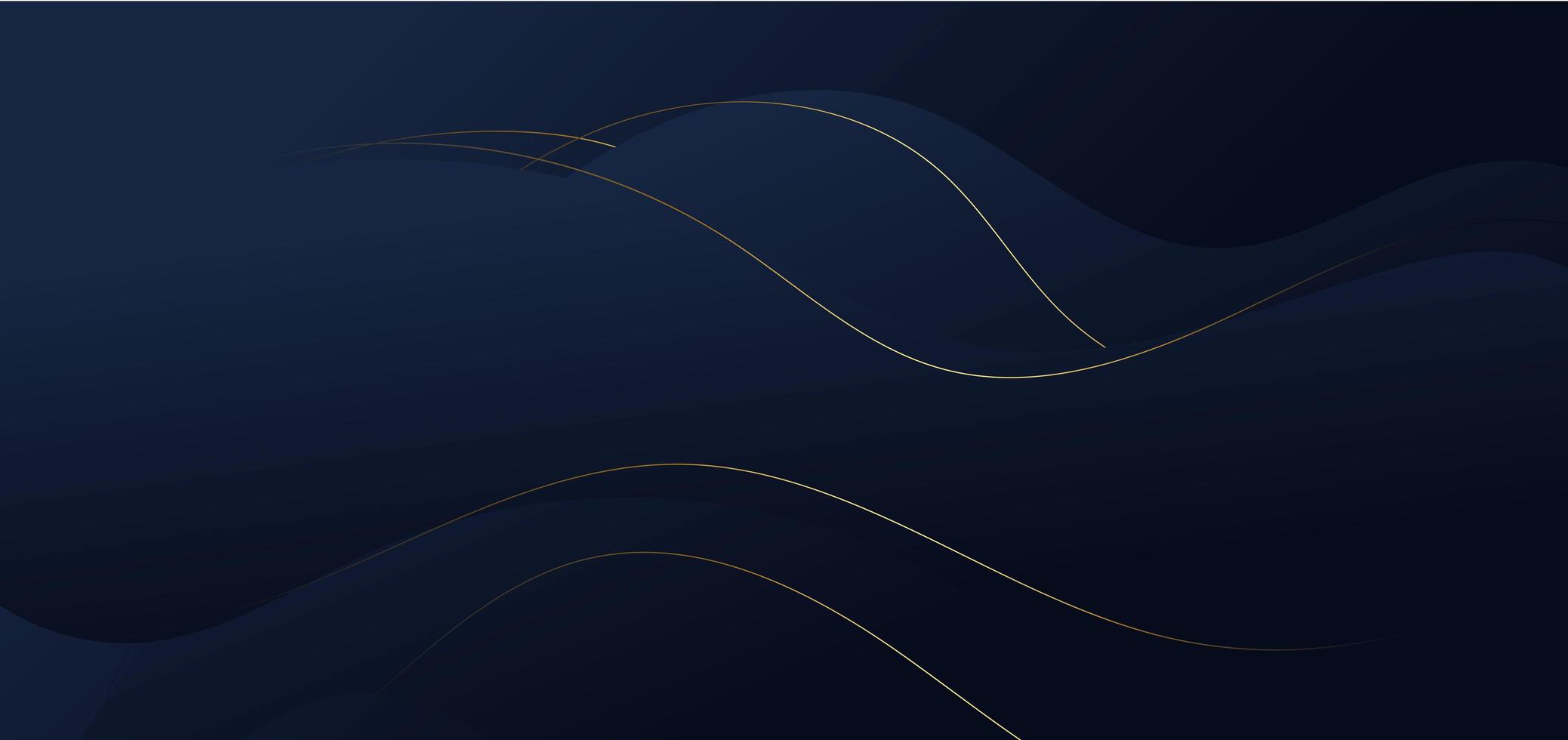 Abstract luxury blue wave lines on dark blue background. vector