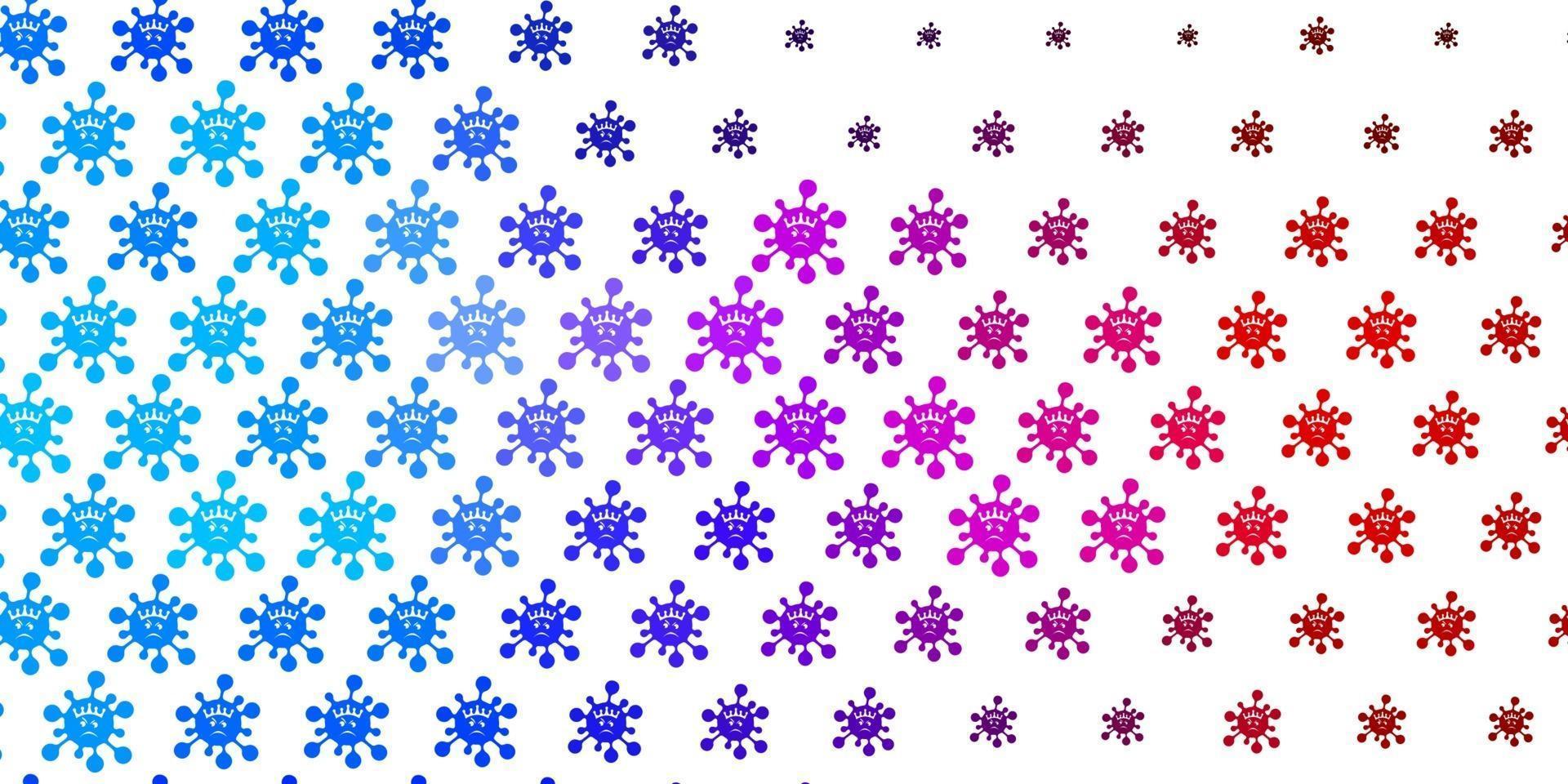 Light Blue, Red vector background with covid-19 symbols.
