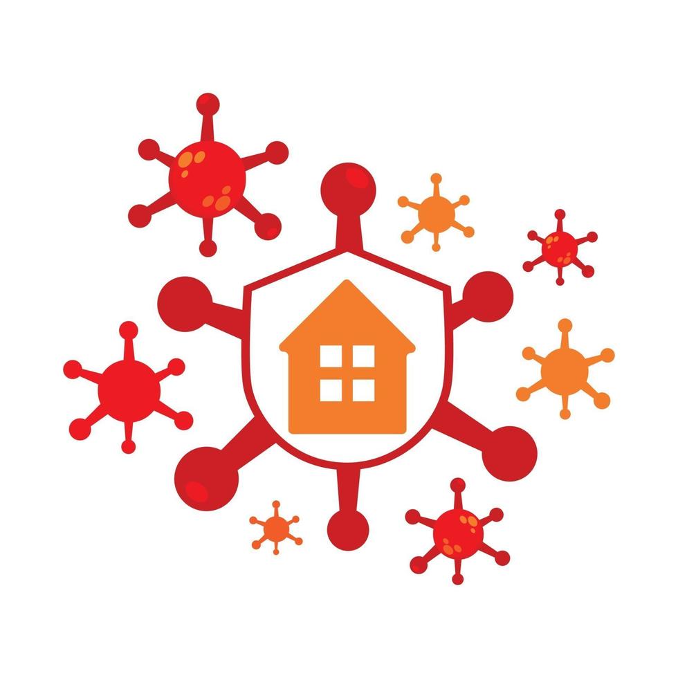 home with virus and shield, pandemic virus  illustration design. vector