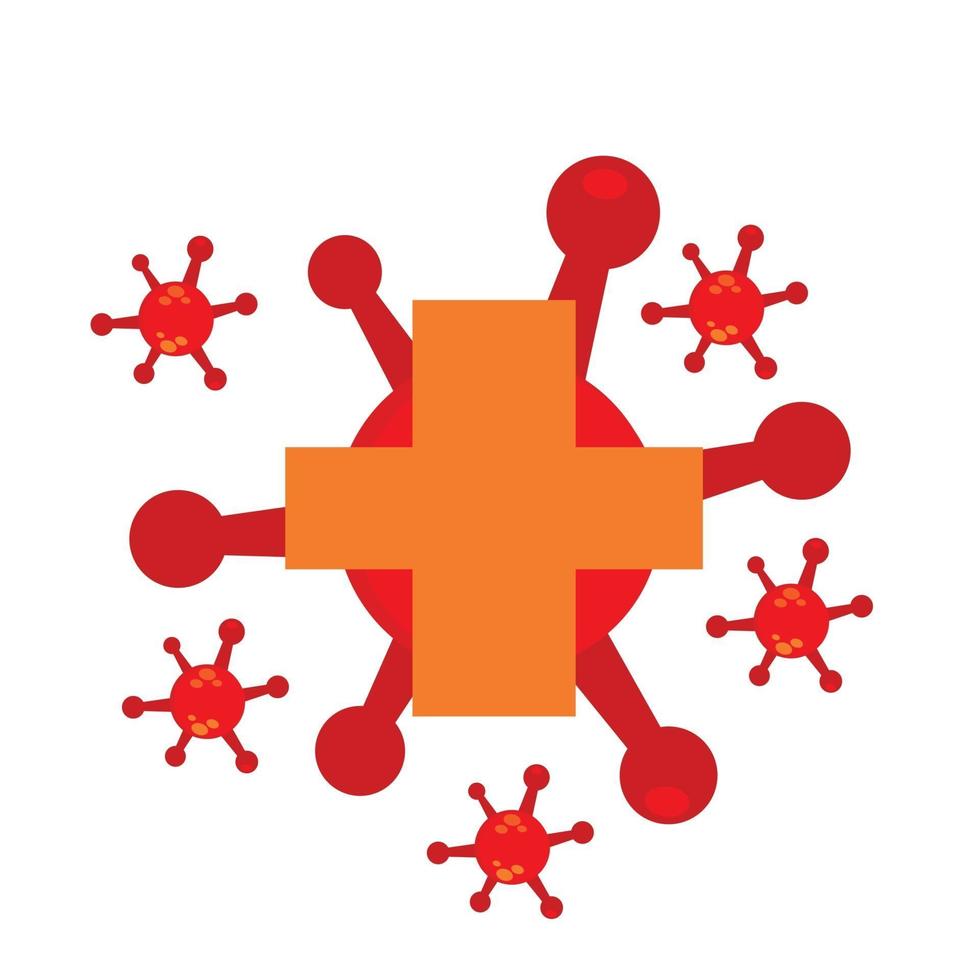 símbolo de salud con virus. diseño de ilustración de virus pandémico. vector