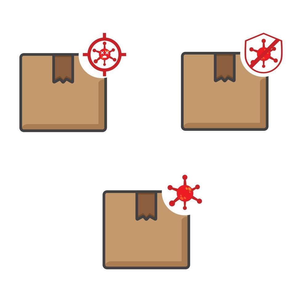 virus con diseño de ilustración de caja de entrega. vector