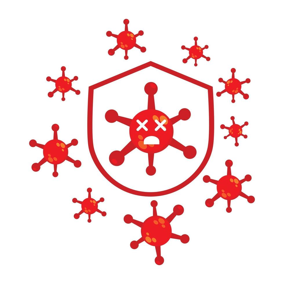 virus with shield,  pandemic virus illustration design. vector