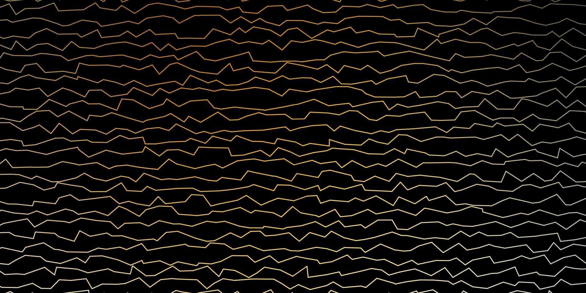 Dark Yellow vector background with curved lines.