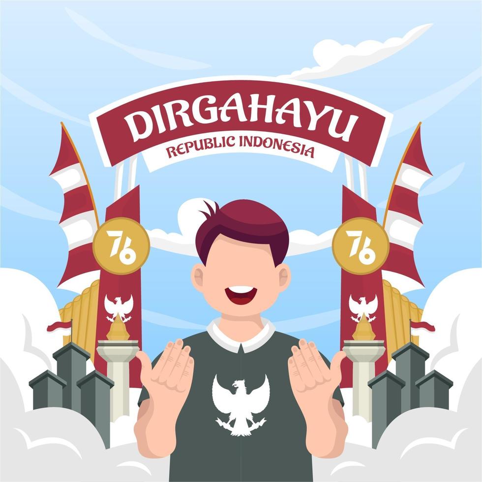 Celebration of Indonesia independence day on August 17. vector