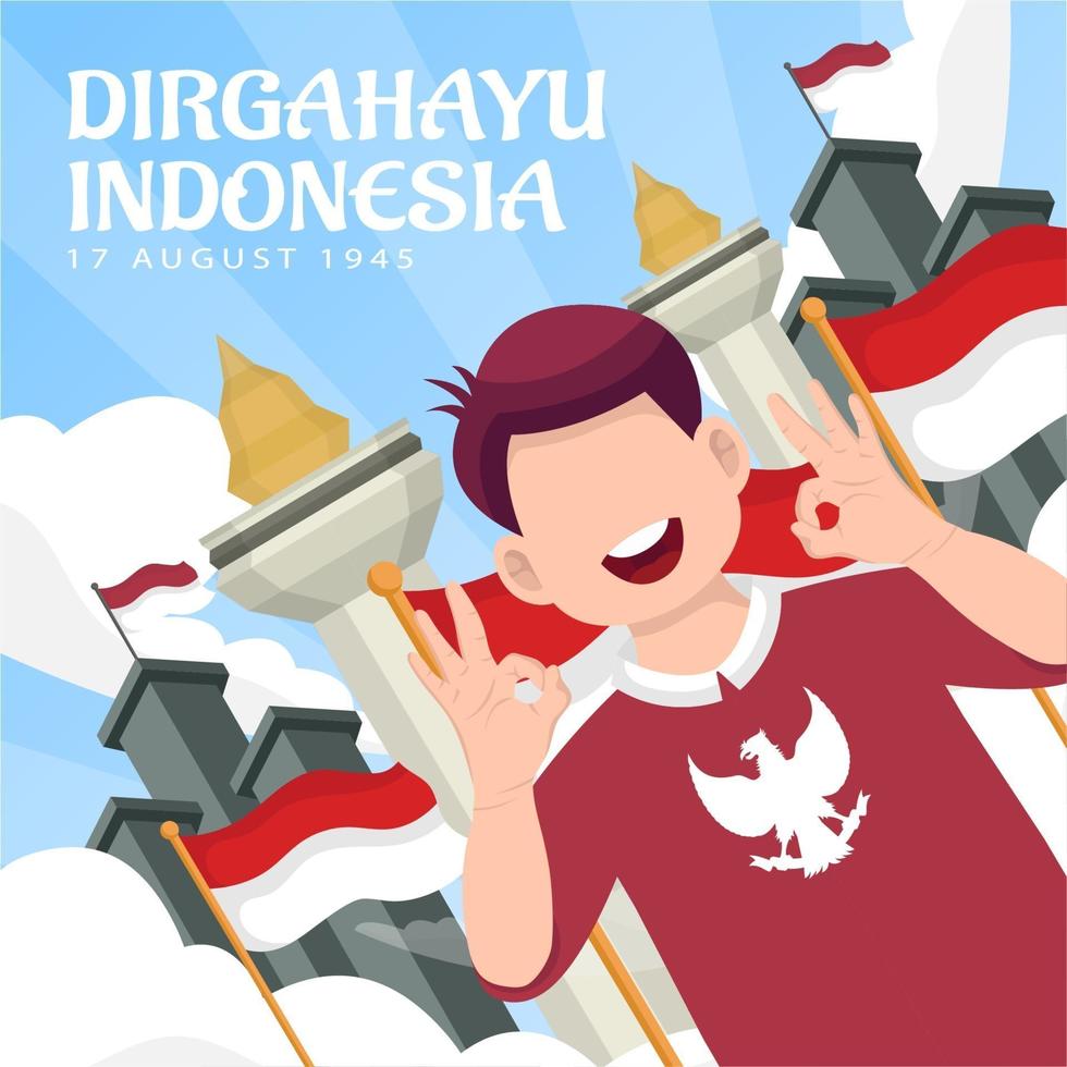 Celebration of Indonesia independence day on August 17. vector