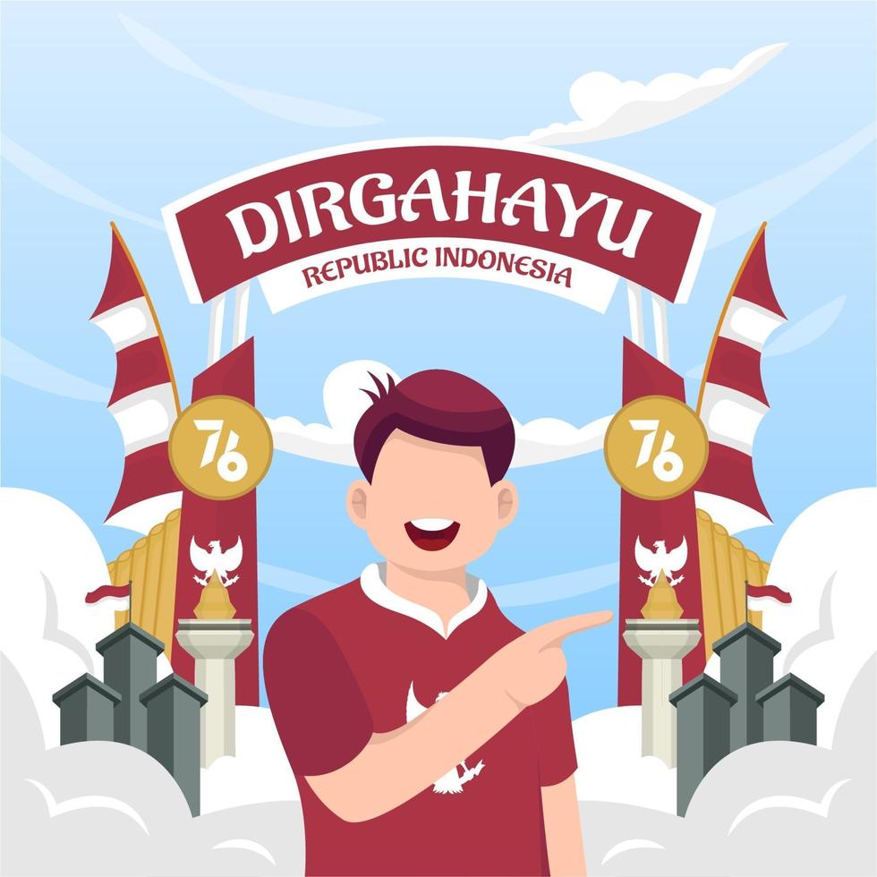 Celebration of Indonesia independence day on August 17. vector