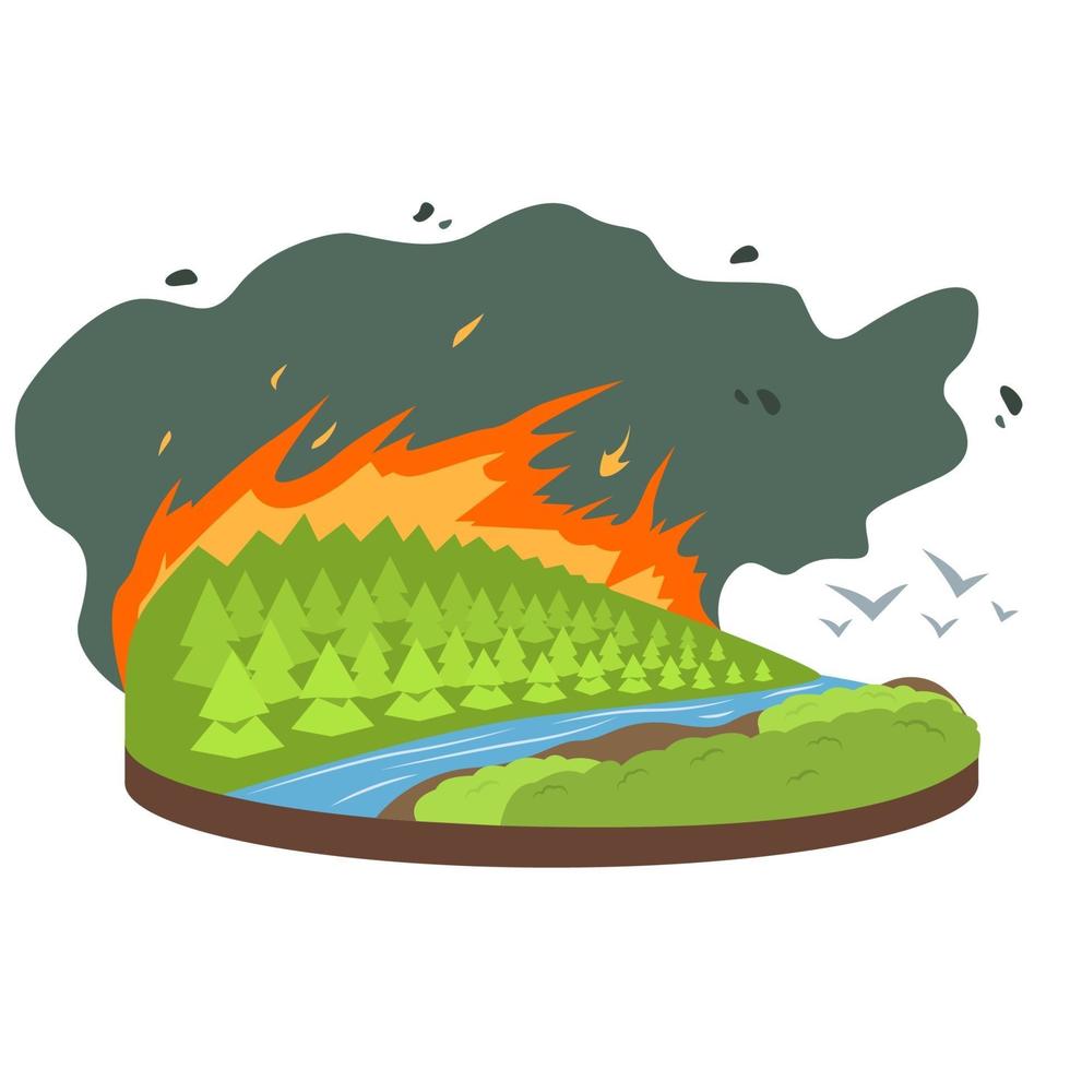 Ilustración de vector de dibujos animados de incendios forestales