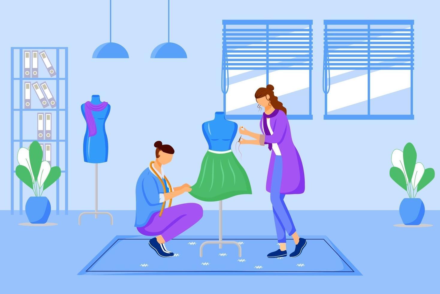 Fashion designers atelier flat color vector illustration