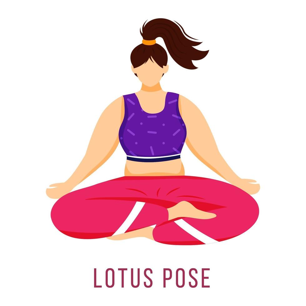 Lotus pose flat vector illustration