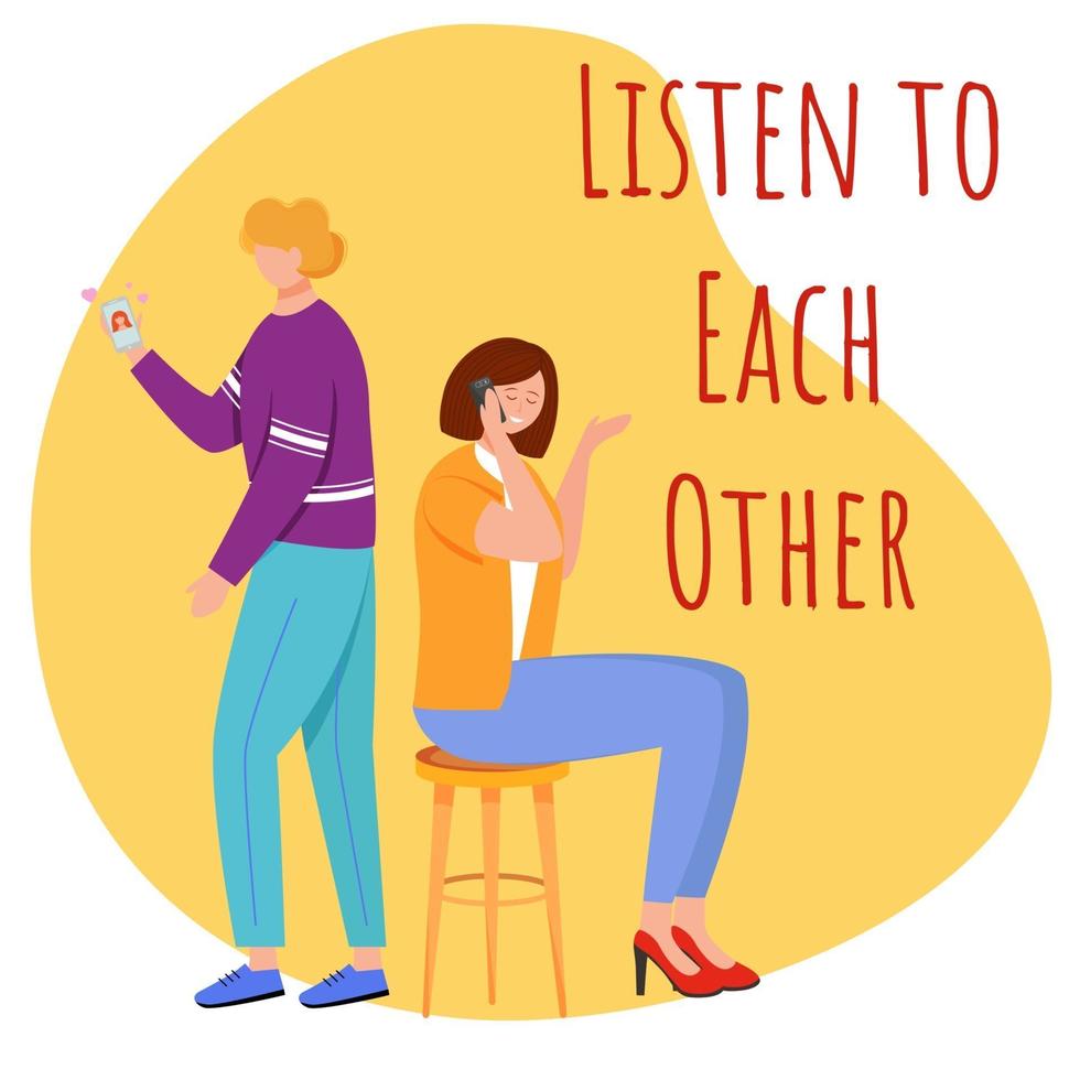 Listen To Each Other Flat Poster Vector Template 3129117 Vector Art At listen-to-each-other-flat-poster-vector-template-3129117-vector-art-at