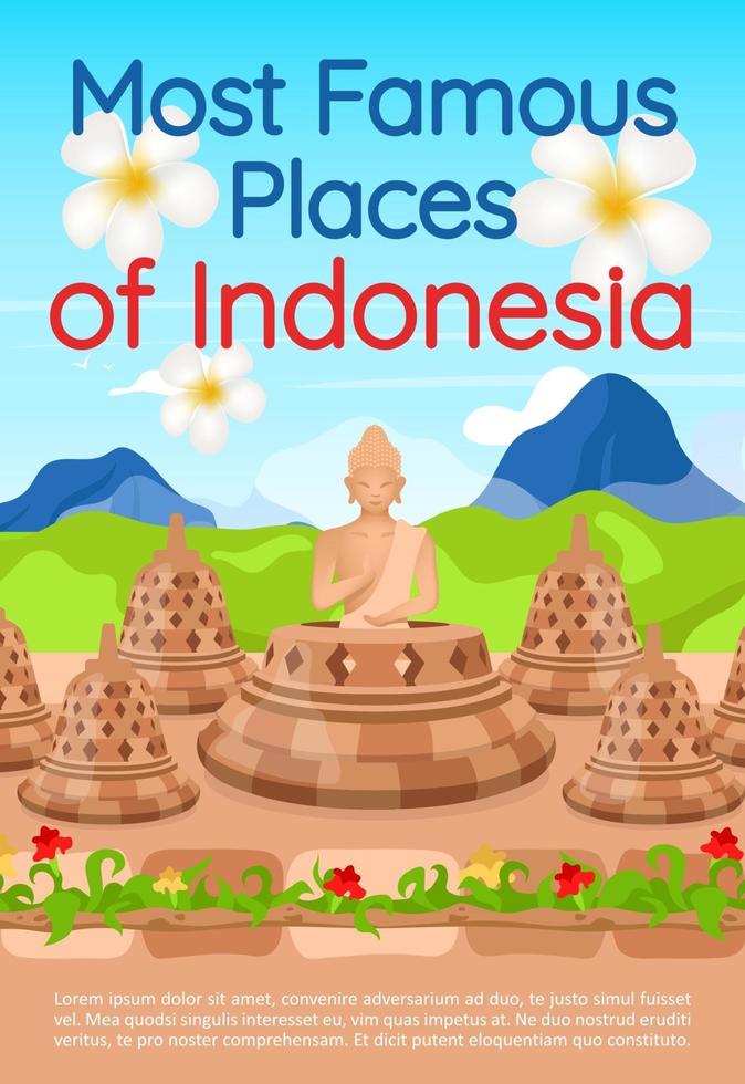 plantilla de folleto de los lugares más famosos de indonesia vector
