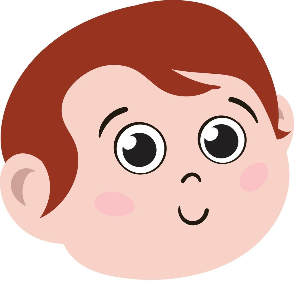 linda cara de niño pelirrojo. niño lindo y adorable con el pelo rojo vector