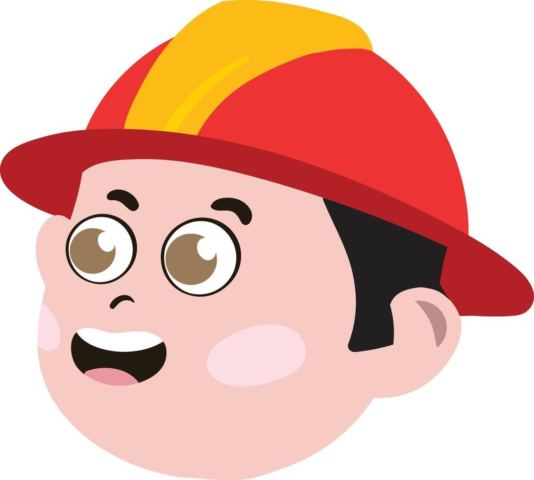 Cute kid Face. Cute Adorable White Kid with dressed as Fire Fighter vector