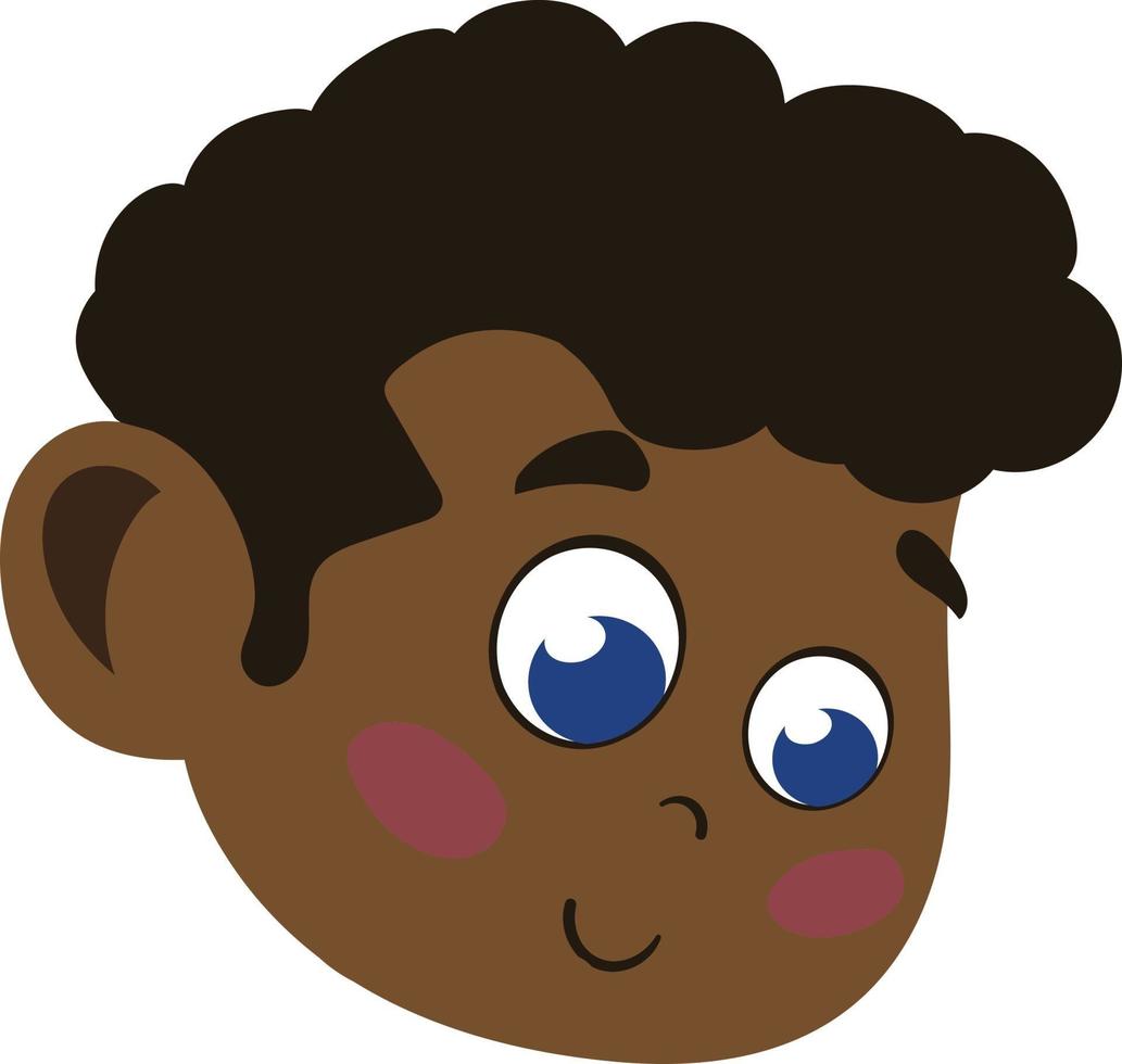 Cute and Adorable African American Kid, Happy Face. Boy Face. vector