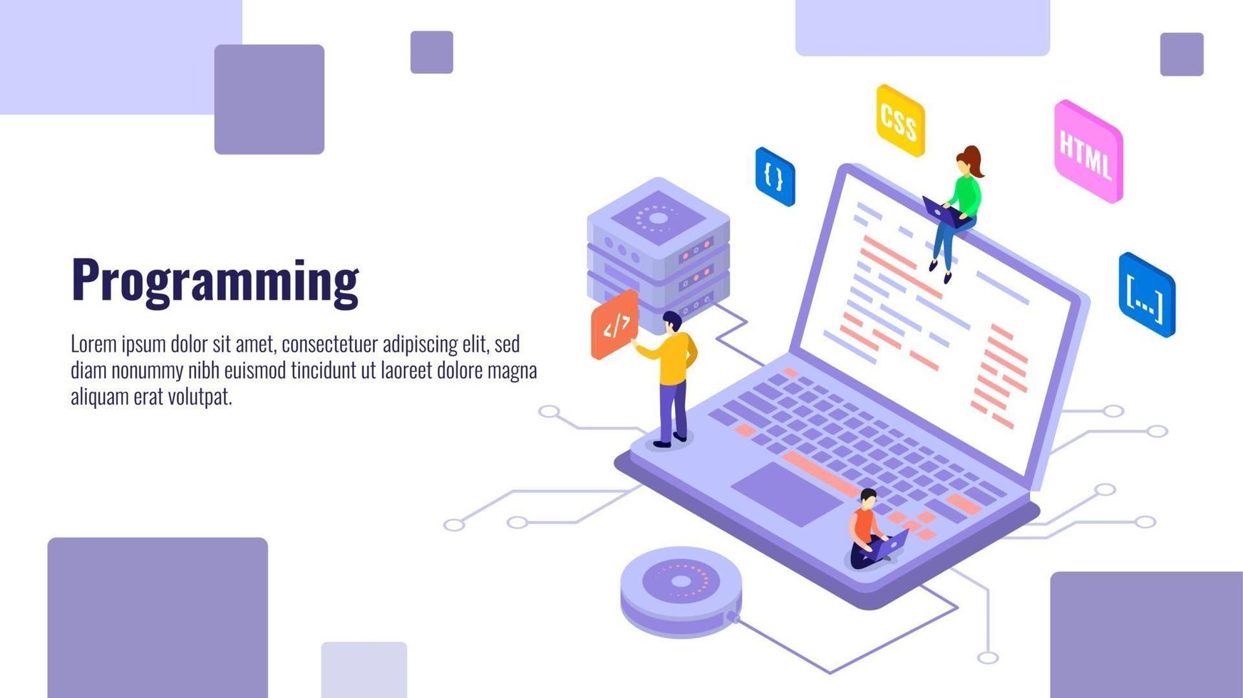 Programming isometric banner vector template 3129137 Vector Art at Vecteezy