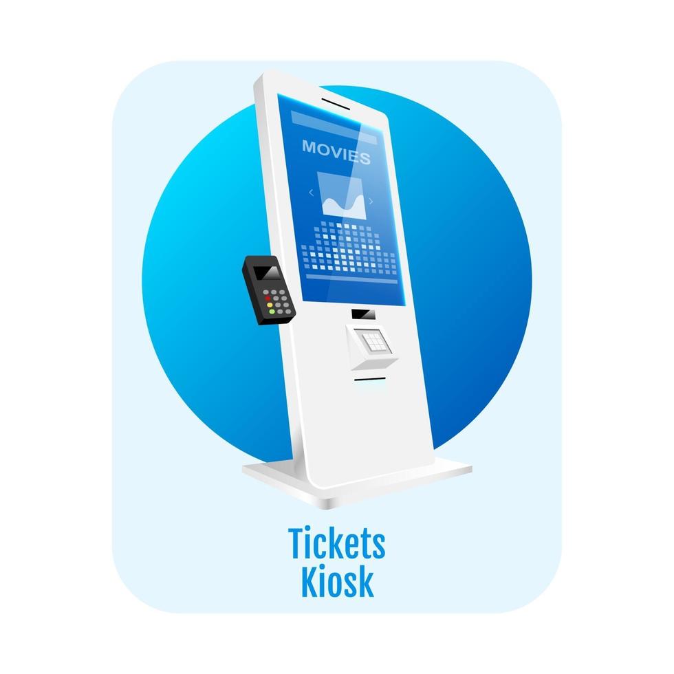 Tickets kiosk flat concept icon vector