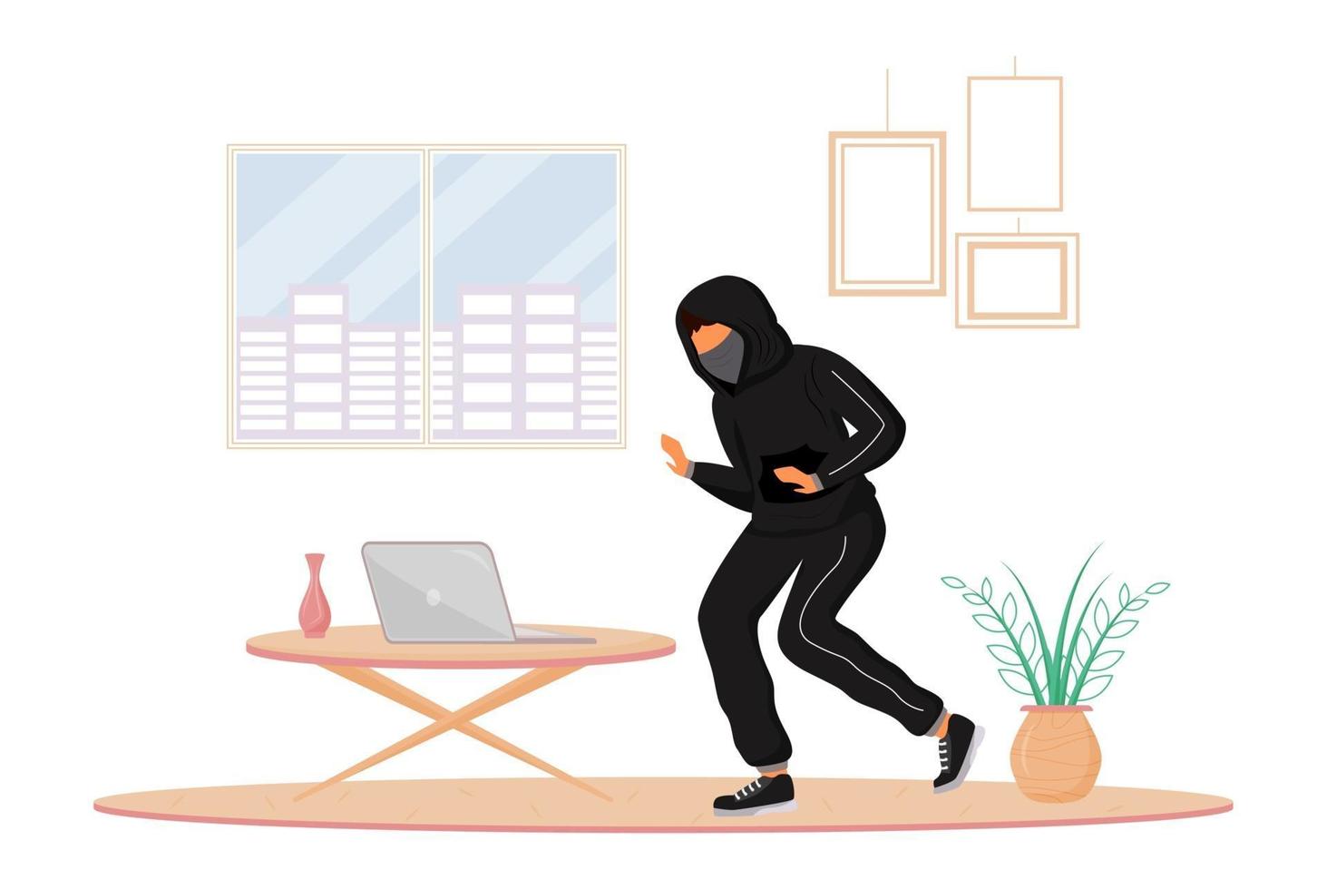 House burglary flat color vector faceless character