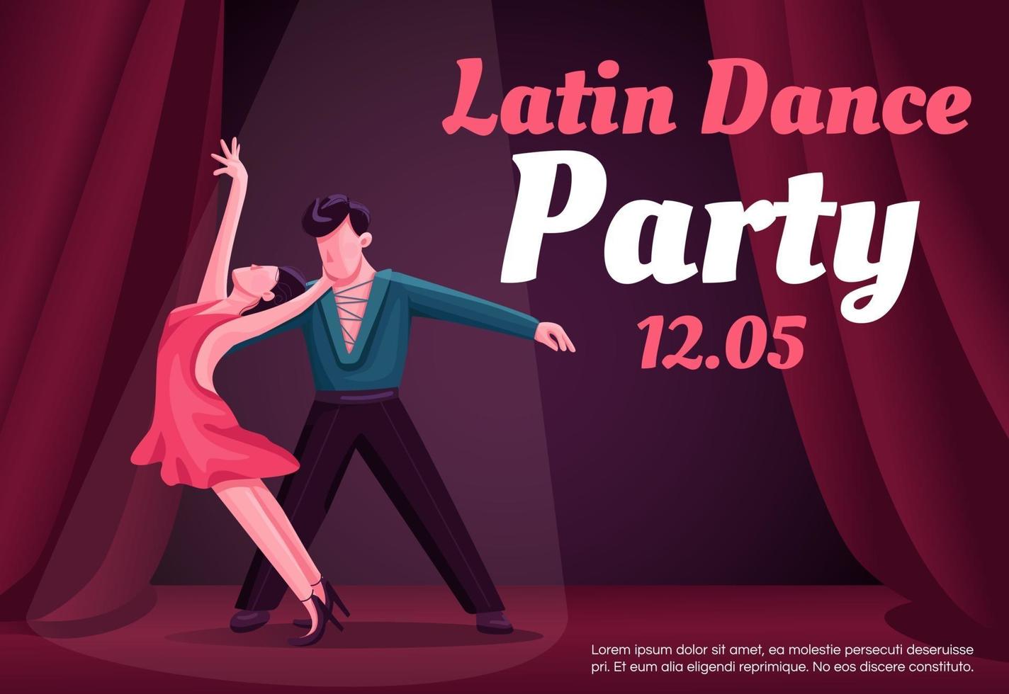 Plantilla de vector plano de banner de fiesta de baile latino