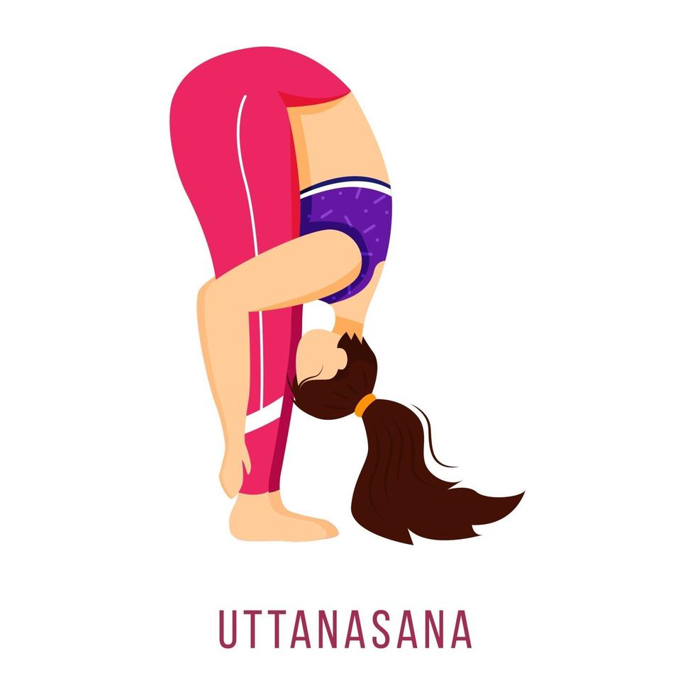 Uttanasana flat vector illustration