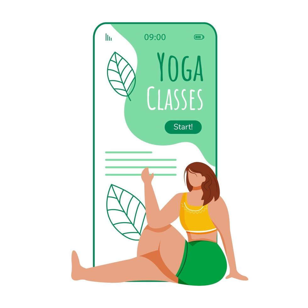 Yoga classes smartphone interface vector template