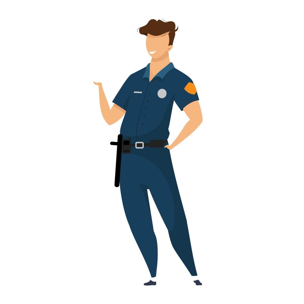 Police officer flat color vector faceless character