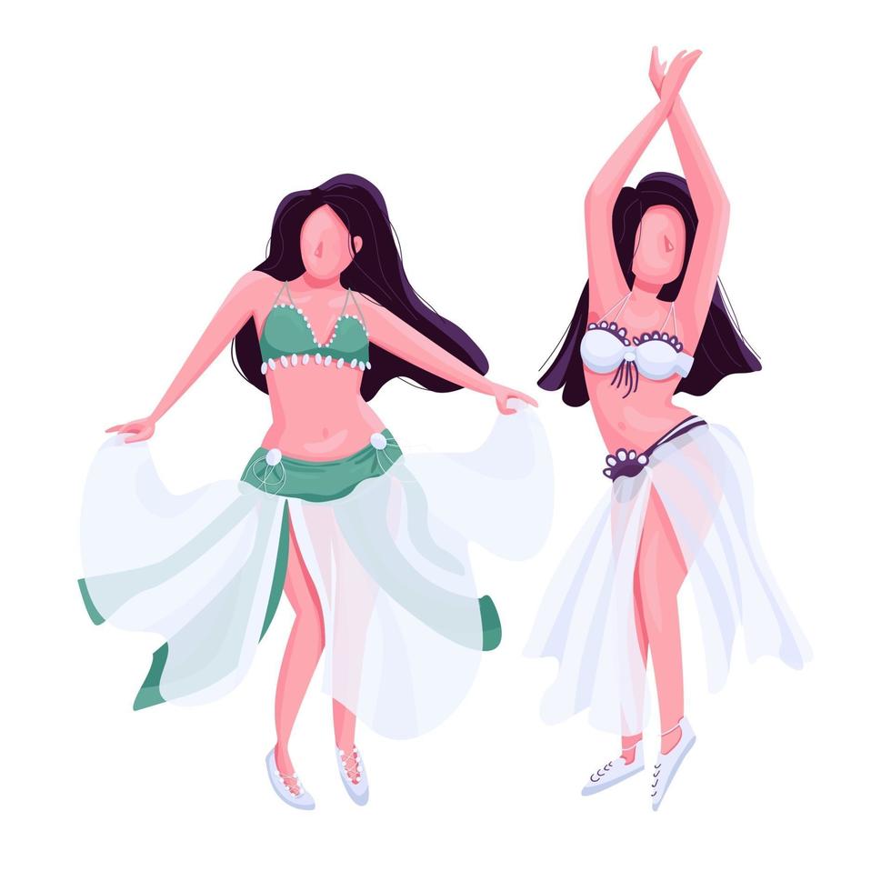 bailarinas de vientre plano color vector personaje sin rostro