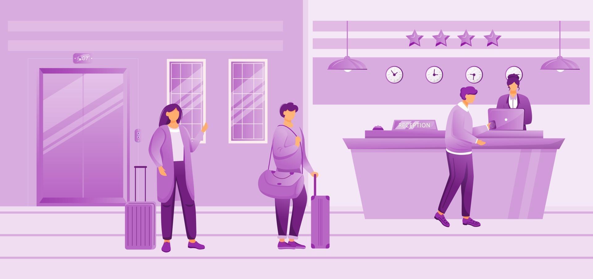 Hotel reception flat vector illustration