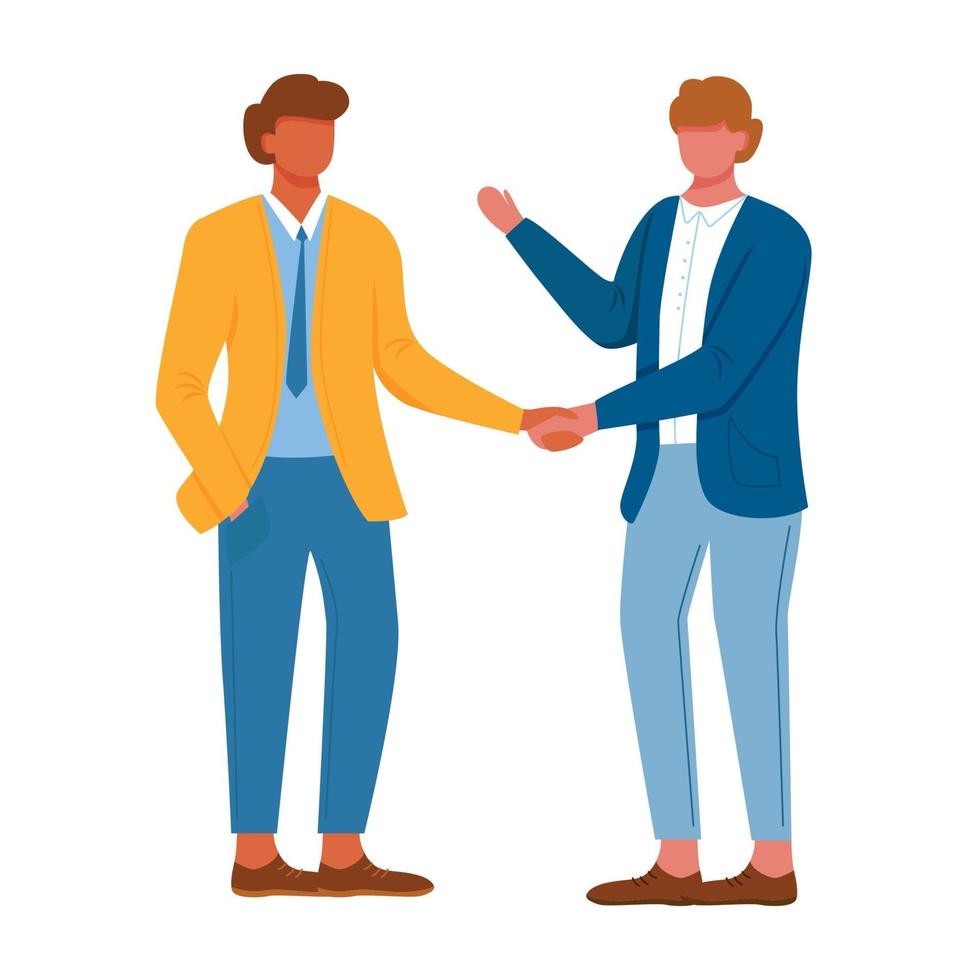 Greeting men flat vector illustration