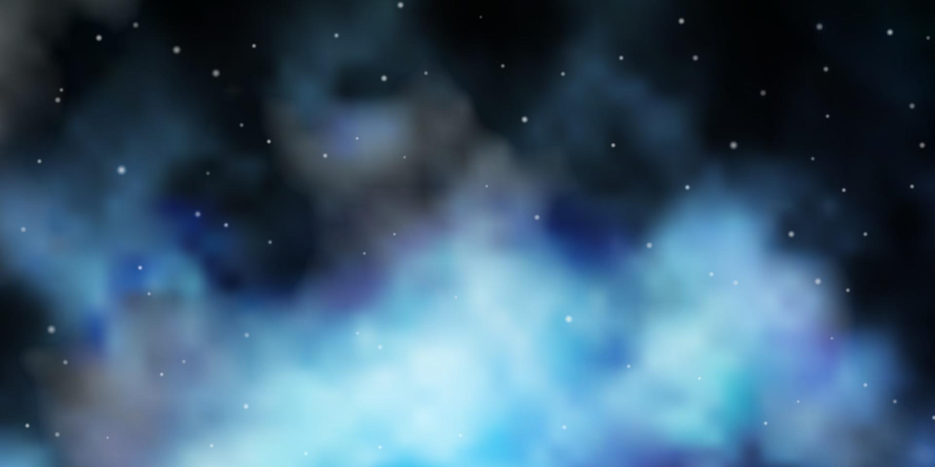 Dark BLUE vector background with colorful stars.