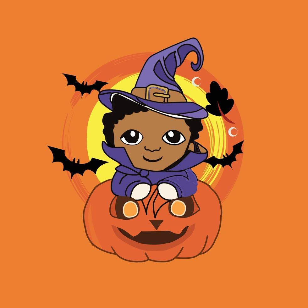 Beautiful Set with Halloween Kid vector