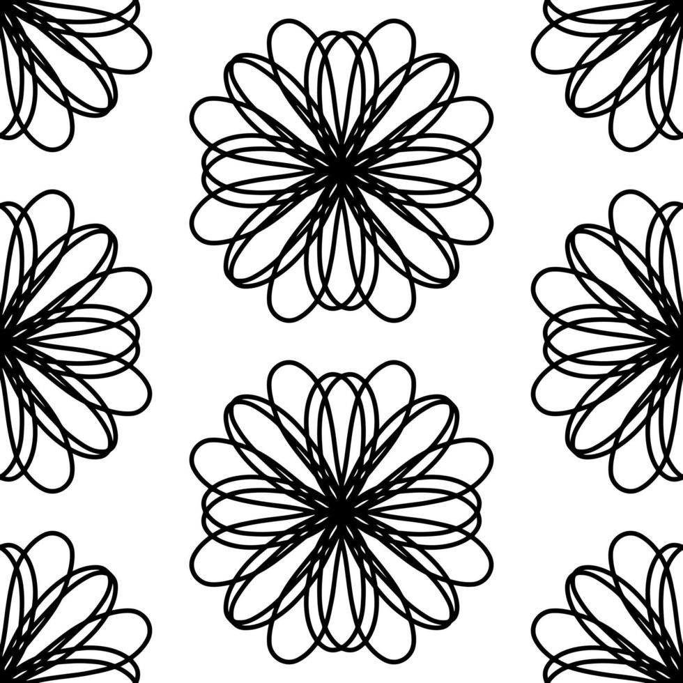 Patrón transparente minimalista abstracto con doodle flor simétrica vector